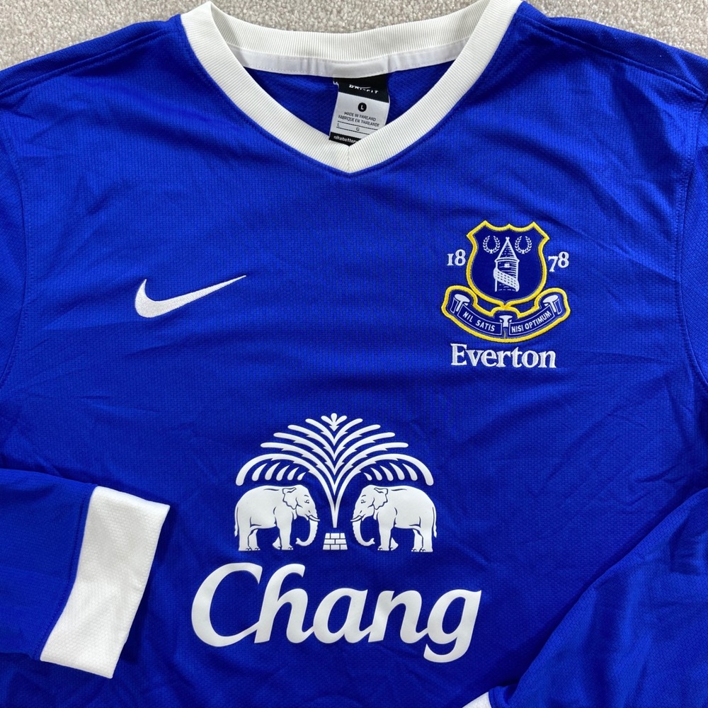 Nike Everton FC Jersey Mens L Blue Long Sleeve Soccer Dri-FIT 2012 2013